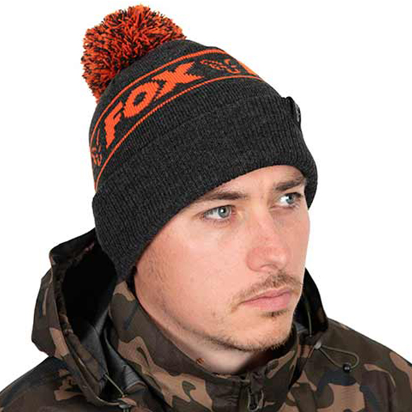 Čiapka Fox Collection Black/Orange Bobble Hat