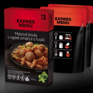 Expres Menu KM Mäsové guľočky v paradajkovej omáčke s fusilli