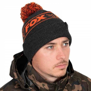 Čiapka Fox Collection Black/Orange Bobble Hat